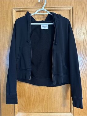 Hudson Jeans Black Hooded Zip Bomber Jacket